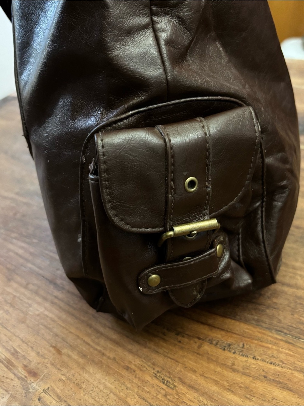 Vintage Heart-Studded Brown Hobo Bag - Picture 4 of 6